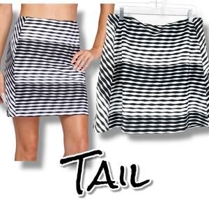 Tail Activewear Corina Golf Tennis Skort Black White Stripe UPF 50+ Womens L